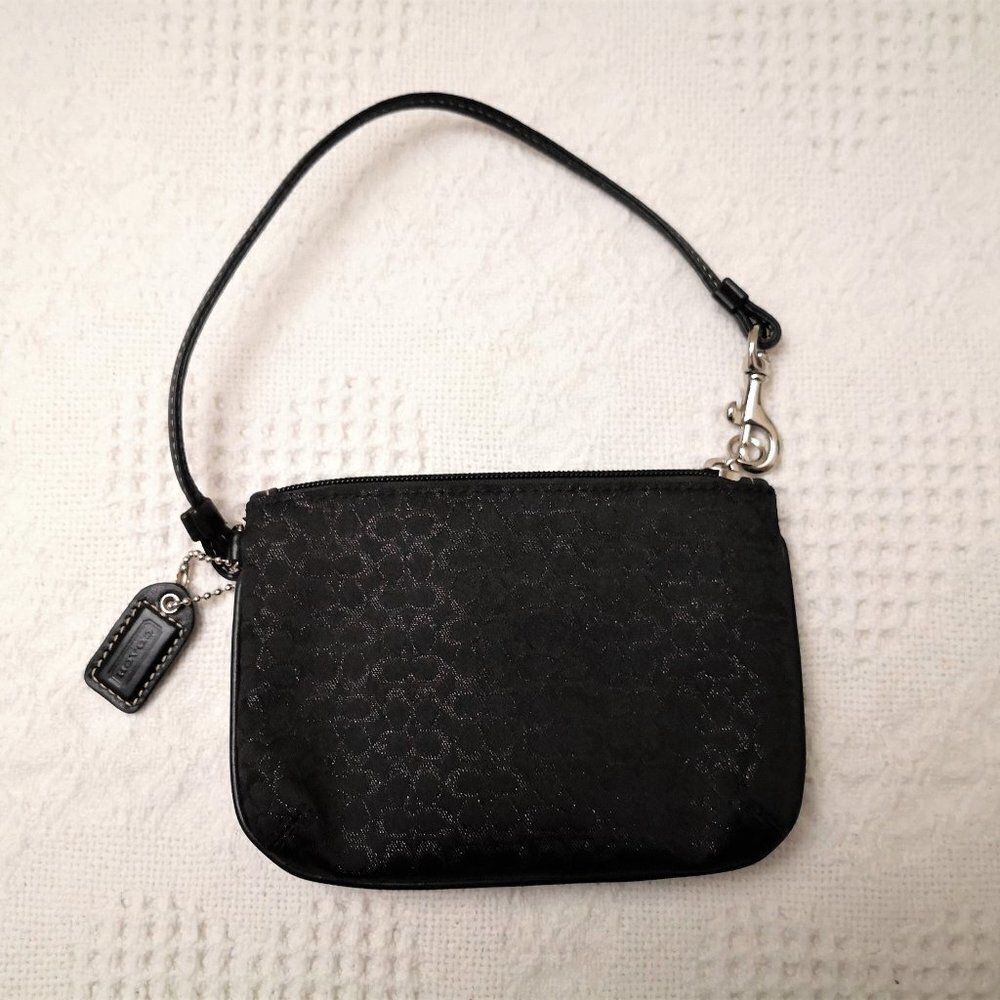 NEW Coach Black/Silver Signature Small Wristlet.